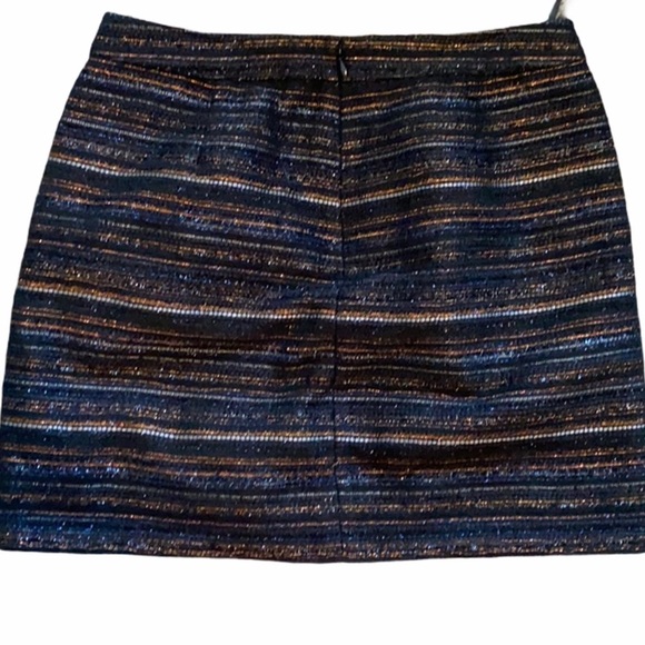 J Crew Black Metallic Orange Blue Skirt Festive 4 - Picture 3 of 12